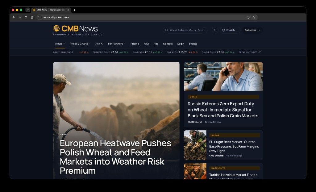 CMB News Startseite mit Cover Story, Daily Snapshot und Kategorie-Feeds
