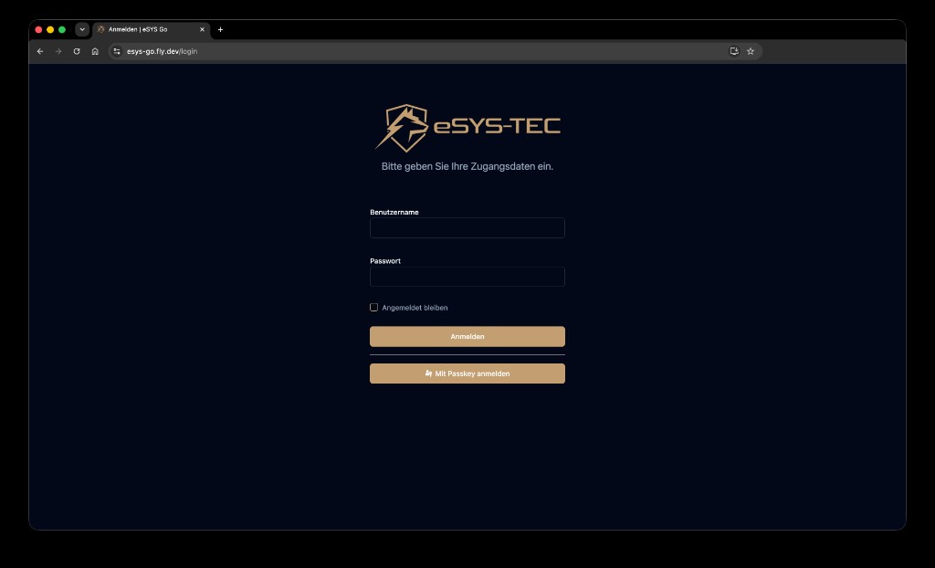 eSYS-Go Login-Screen